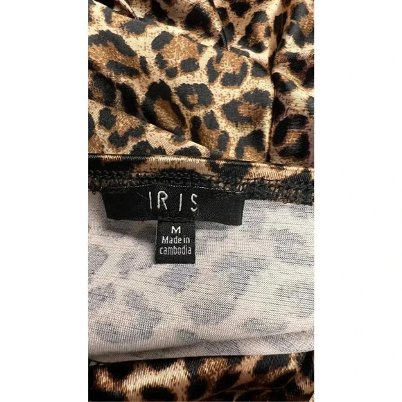 Iris Womens Brown Black Leopard Print Asymmetrical Hem Ruched Mini Dress Medium - Picture 5 of 12